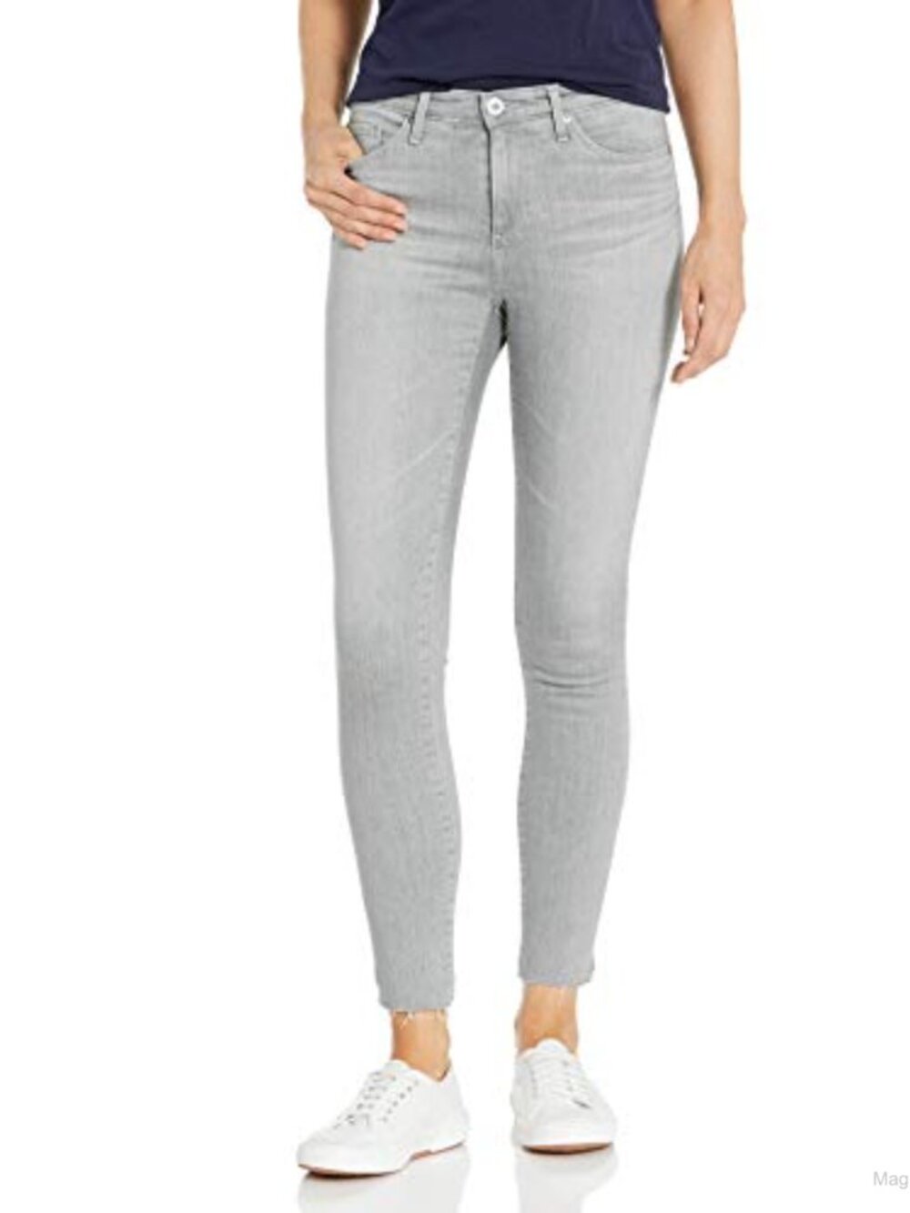 High Rise Skinny Jeans Woven Cotton Blend Ankle Length